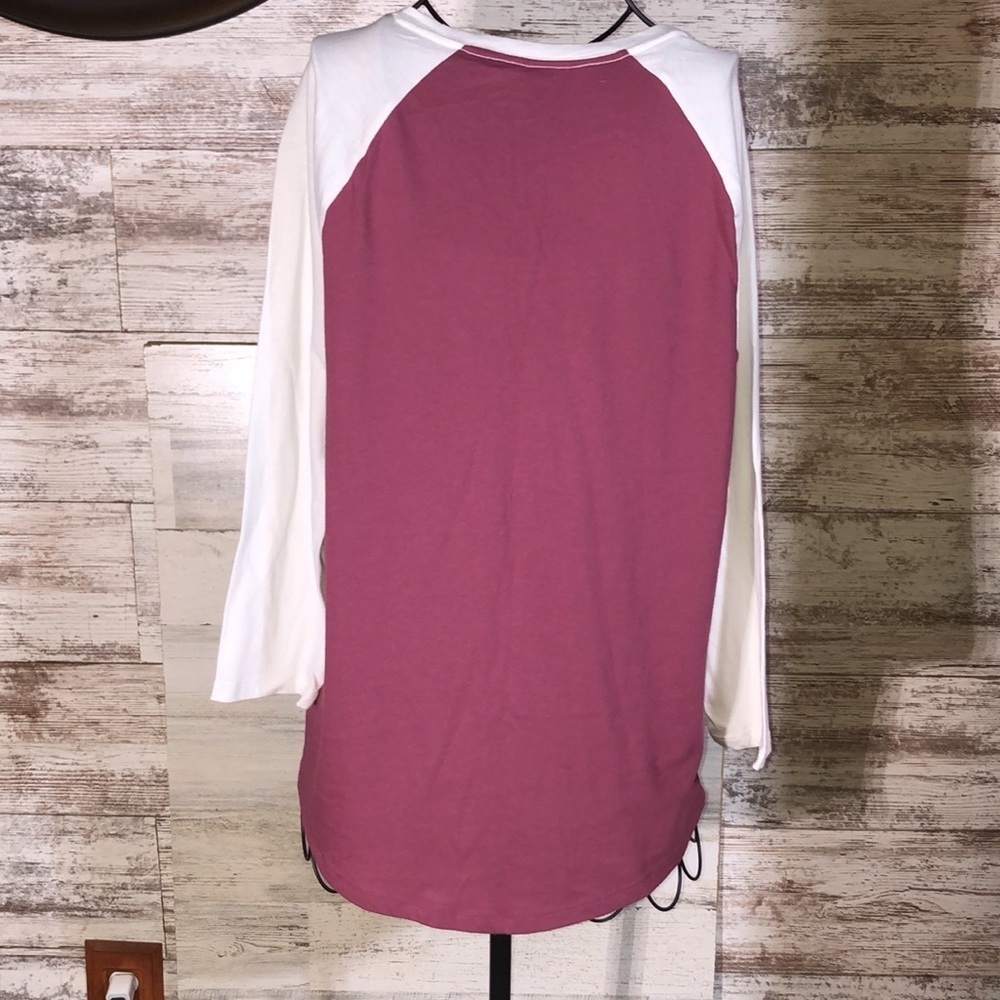Victoria’s Secret PINK 3/4 sleeve shirt pink and white size medium causal shirt - Picture 4 of 4